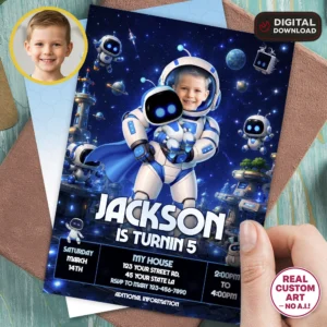 Astro Bot Photo Invitation | Astro Bot Birthday Invite