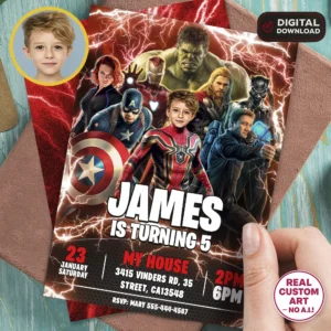 Avengers Birthday Invitation | Custom Spiderman Photo Invite