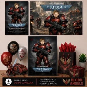 Blood Angels Birthday Bundle | Invitation, Banner and Welcome Sign