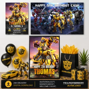 Bumblebee Birthday Bundle | Invitation, Banner and Welcome Sign