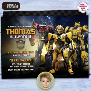 Bumblebee Photo Invitation | Transformers Birthday Invite