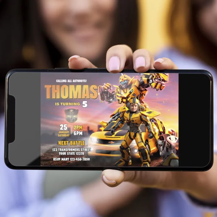 Bumblebee Party Photo Invitation | Transformers Birthday Invite