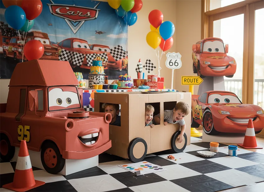 Cars party life size cutouts and DIY cardboard car props