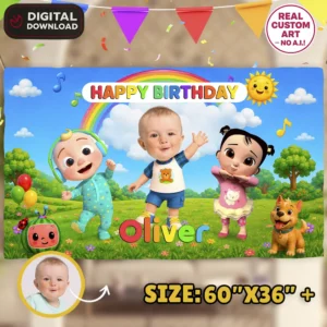 Cocomelon Birthday Banner | Personalized Cocomelon Backdrop