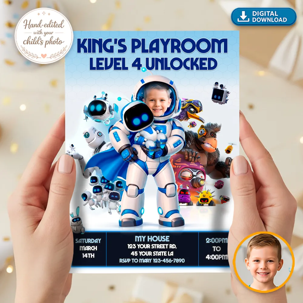 Astro Bot Birthday Invitation | Astro Bot Party Invite 2 Astro Bot Birthday Invitation | Astro Bot Party Invite