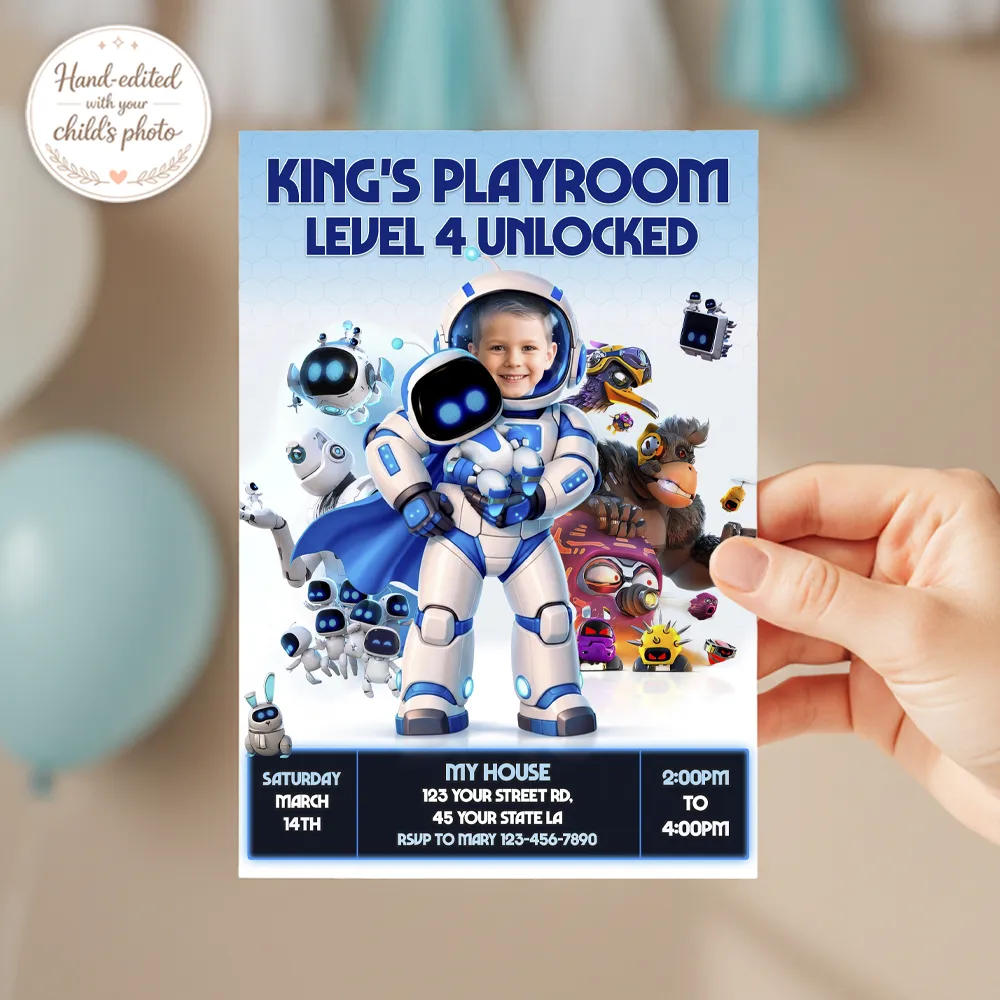 Astro Bot Birthday Invitation | Astro Bot Party Invite 3 Astro Bot Birthday Invitation | Astro Bot Party Invite