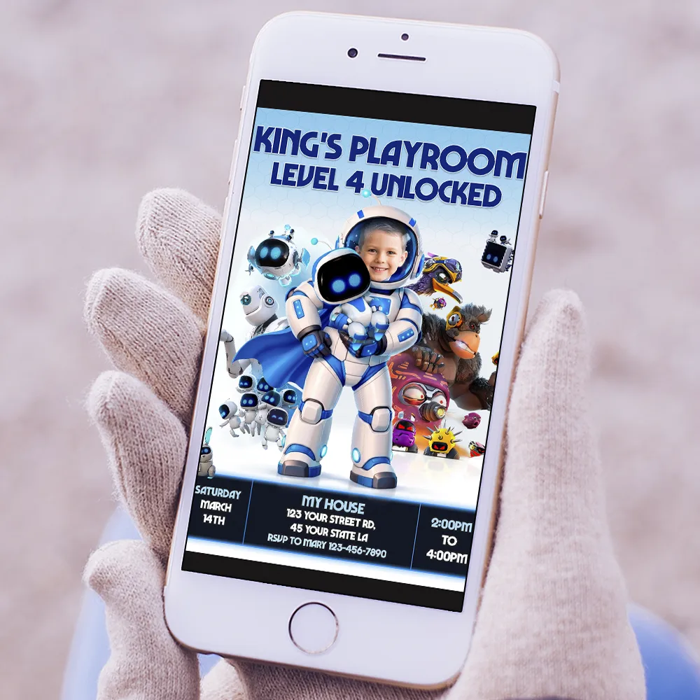 Astro Bot Birthday Invitation | Astro Bot Party Invite 5 Astro Bot Birthday Invitation | Astro Bot Party Invite