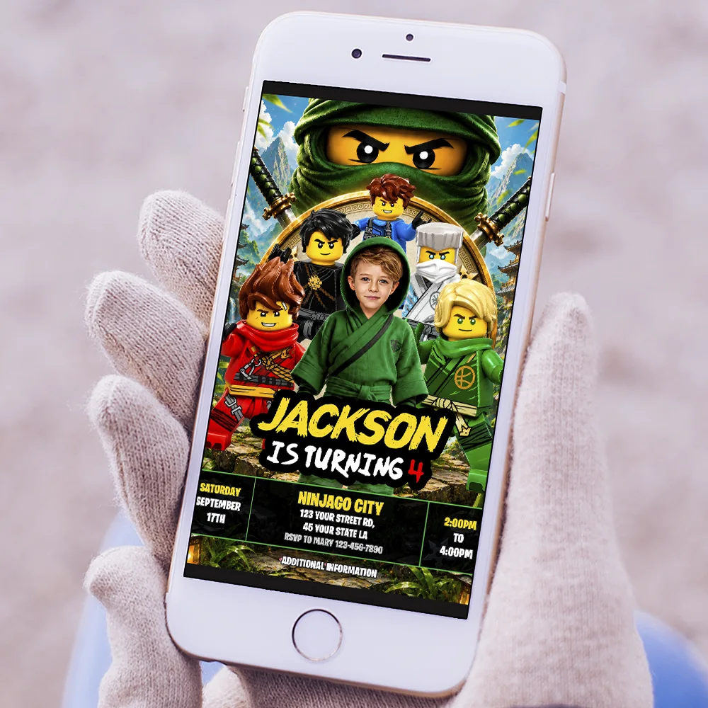 Lego Ninjago Photo Invitation | Ninjago Lloyd Birthday Invite 5 Lego Ninjago Photo Invitation | Ninjago Lloyd Birthday Invite