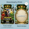LEGO Ninjago Party Invitation | LEGO Ninjago Cole Birthday Invite 5 Lego Ninjago Party Invitation | Custom Lego Ninjago Photo Invite