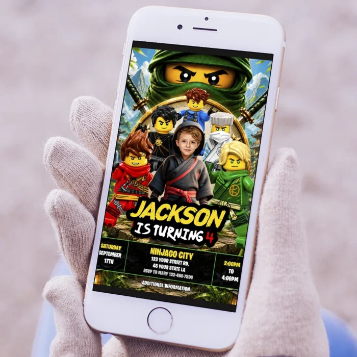 Lego Ninjago Party Invitation | Custom Lego Ninjago Photo Invite