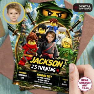 Lego Ninjago Party Invitation | Custom Lego Ninjago Photo Invite