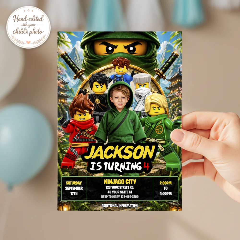 Lego Ninjago Photo Invitation | Ninjago Lloyd Birthday Invite 3 Lego Ninjago Photo Invitation | Ninjago Lloyd Birthday Invite