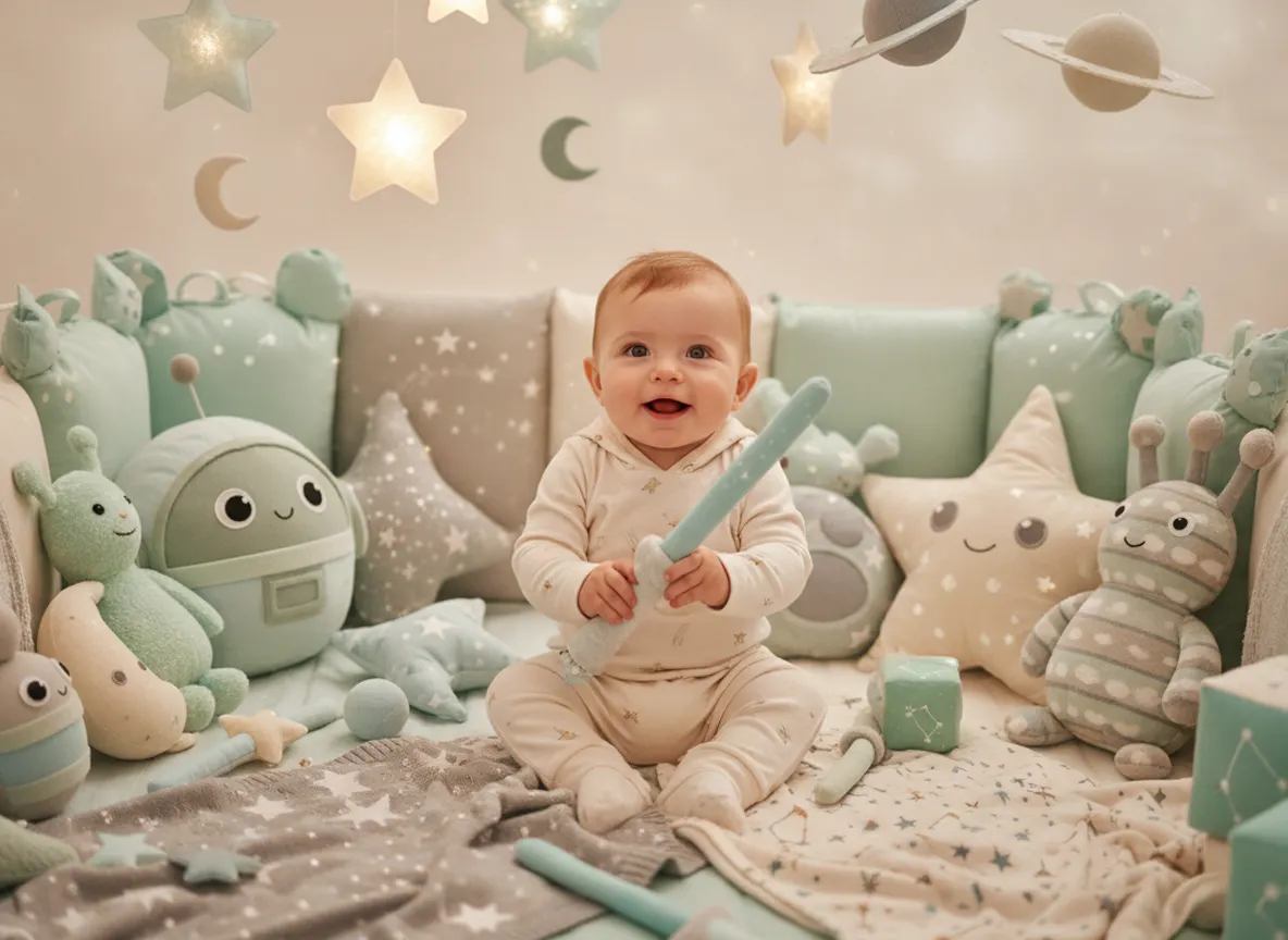 Star Wars baby party games area with soft toys and cozy play space