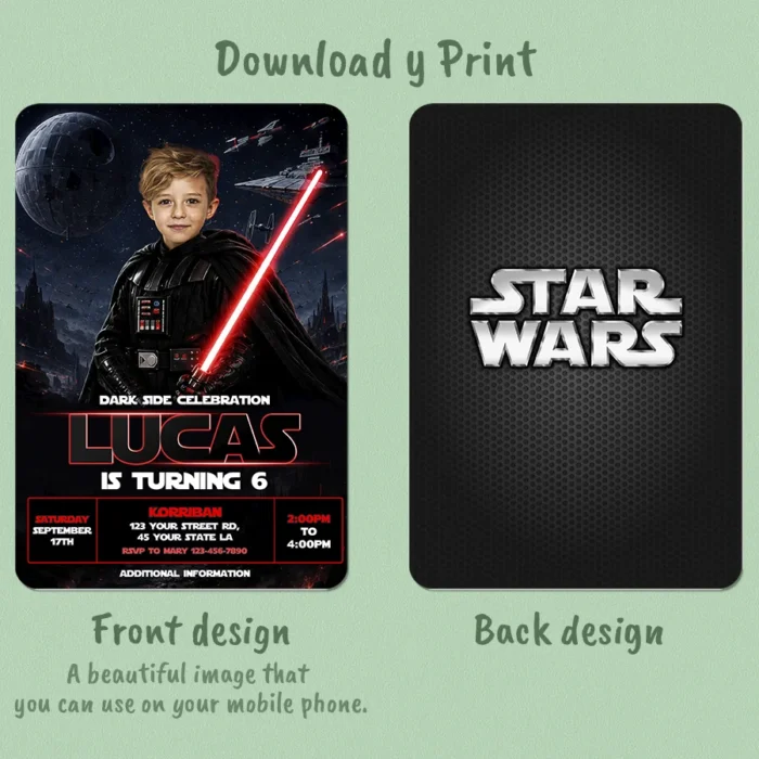 Darth Vader Birthday Invitation | Star Wars Birthday Invite