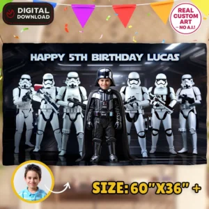 Darth Vader Birthday Banner | Star Wars Party Backdrop