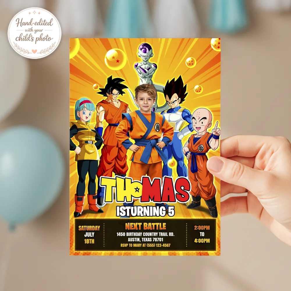 Dragon Ball Baby Birthday Invite | Personalized 1st or 2nd Invitation 4 Dragon Ball Photo Invitation | Custom Goku Birthday Invitation