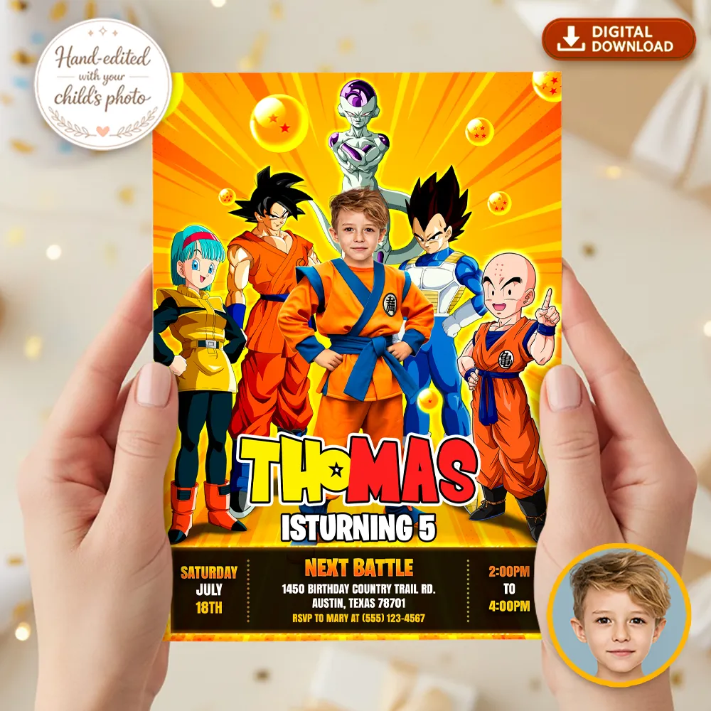 Dragon Ball Baby Birthday Invite | Personalized 1st or 2nd Invitation 2 Dragon Ball Photo Invitation | Custom Goku Birthday Invitation