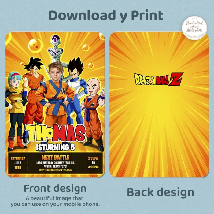 Dragon Ball Photo Invitation | Custom Goku Birthday Invitation