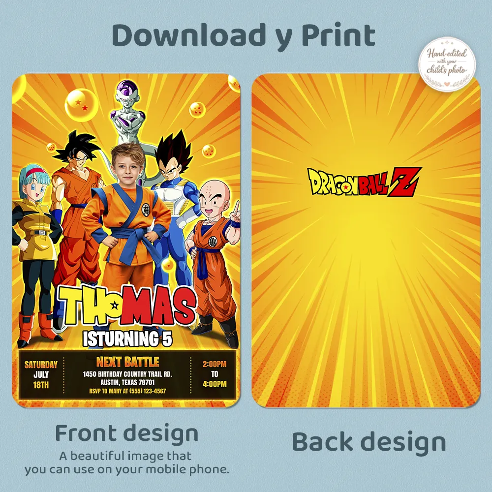 Dragon Ball Baby Birthday Invite | Personalized 1st or 2nd Invitation 3 Dragon Ball Photo Invitation | Custom Goku Birthday Invitation