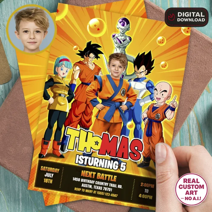 Dragon Ball Photo Invitation | Custom Goku Birthday Invitation 1 Dragon Ball Photo Invitation | Custom Goku Birthday Invitation