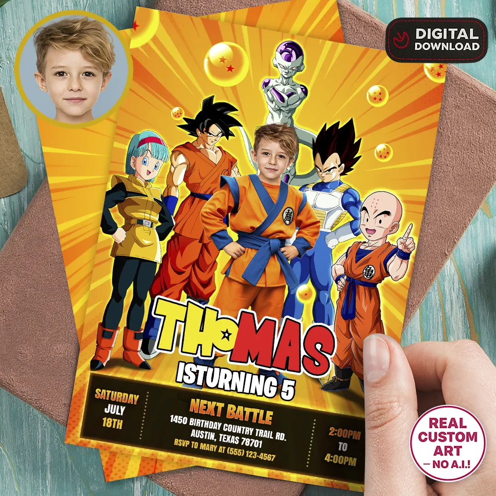 Dragon Ball Photo Invitation | Custom Goku Birthday Invitation 1 Dragon Ball Photo Invitation | Custom Goku Birthday Invitation