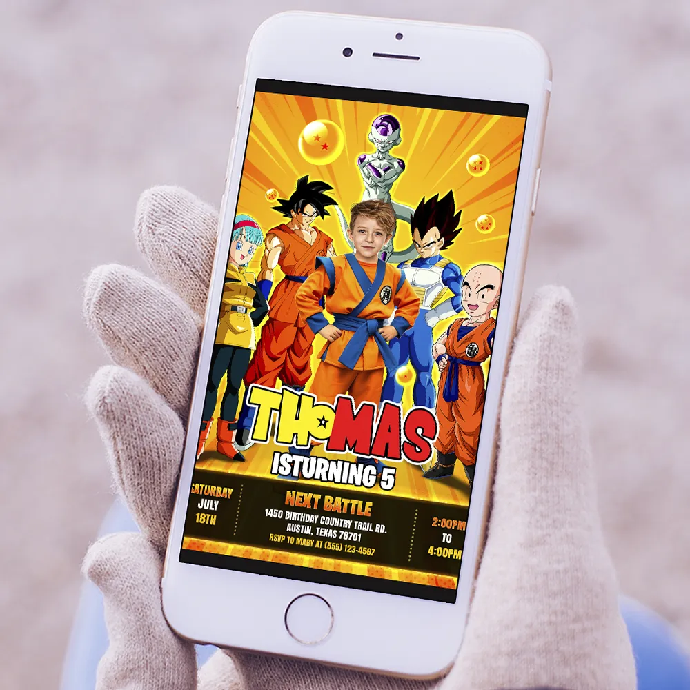 Dragon Ball Baby Birthday Invite | Personalized 1st or 2nd Invitation 5 Dragon Ball Photo Invitation | Custom Goku Birthday Invitation