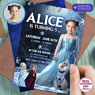 Princess photo birthday invitation 5x7