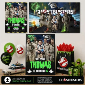 Ghostbusters Party Bundle | Invitation, Banner and Welcome Sign