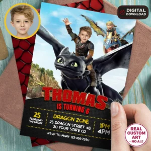How to Train Your Dragon Invitation | Kids Birthday Photo Invitation