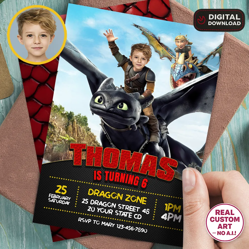 How to Train Your Dragon Invitation | Kids Birthday Photo Invitation 1 How to Train Your Dragon Invitation | Kids Birthday Photo Invitation