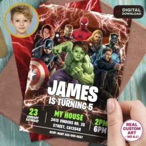 Hulk Party Photo Invitation | Custom Avengers Birthday Invite