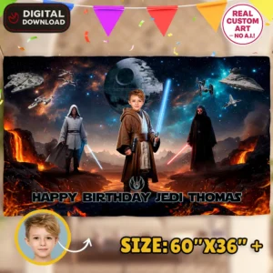 Jedi Birthday Banner | Star Wars Party Backdrop