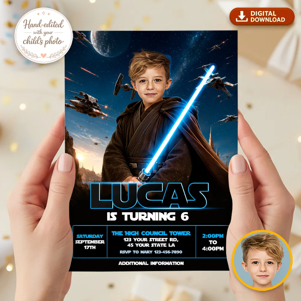 Star Wars Jedi Invitation | Personalized Jedi Birthday Invite 2 Star Wars Jedi Invitation | Personalized Jedi Birthday Invite