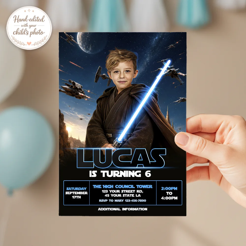 Star Wars Jedi Invitation | Personalized Jedi Birthday Invite 3 Star Wars Jedi Invitation | Personalized Jedi Birthday Invite
