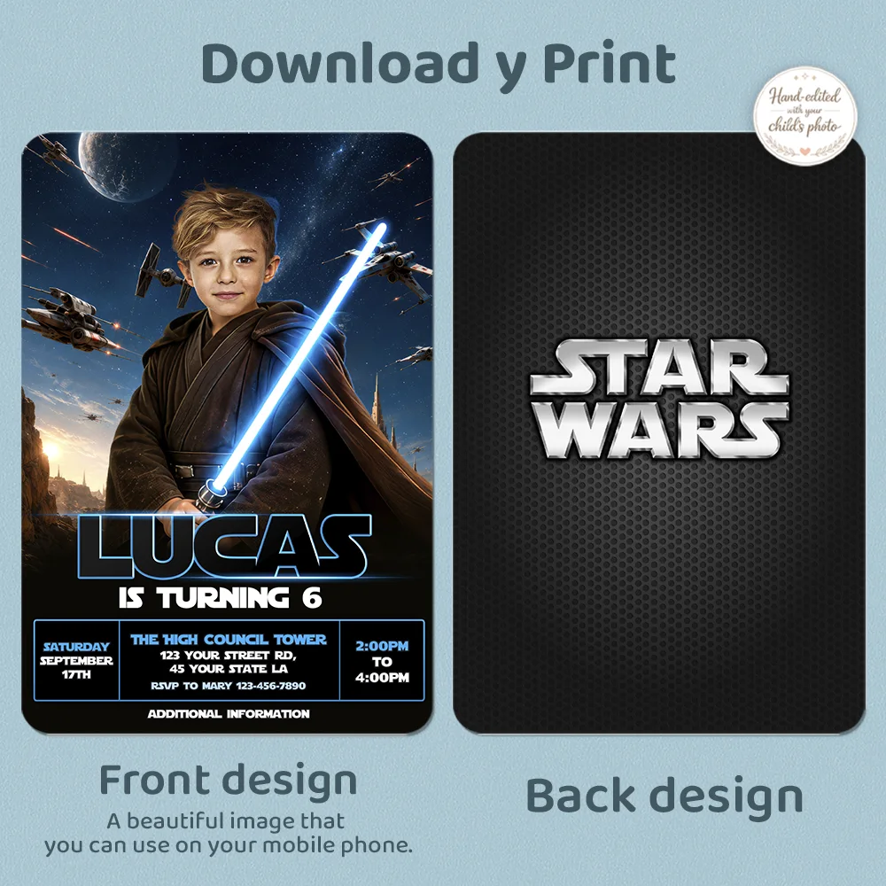 Star Wars Jedi Invitation | Personalized Jedi Birthday Invite 4 Star Wars Jedi Invitation | Personalized Jedi Birthday Invite