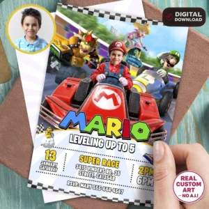 Mario Kart Birthday Invitation | Custom Mario Kart Photo Invite