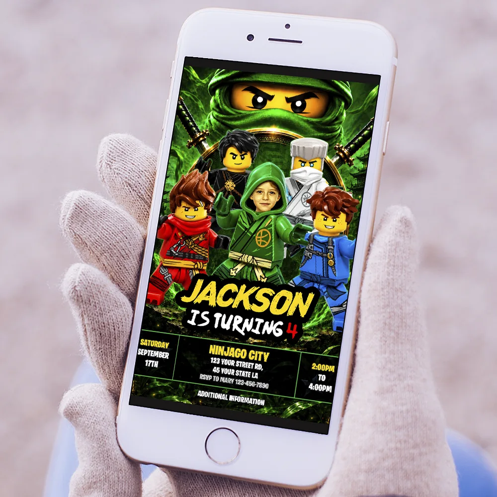 Lloyd Ninjago Photo Invitation | Lego Ninjago Birthday Invite 5 Lloyd Ninjago Photo Invitation | Lego Ninjago Birthday Invite