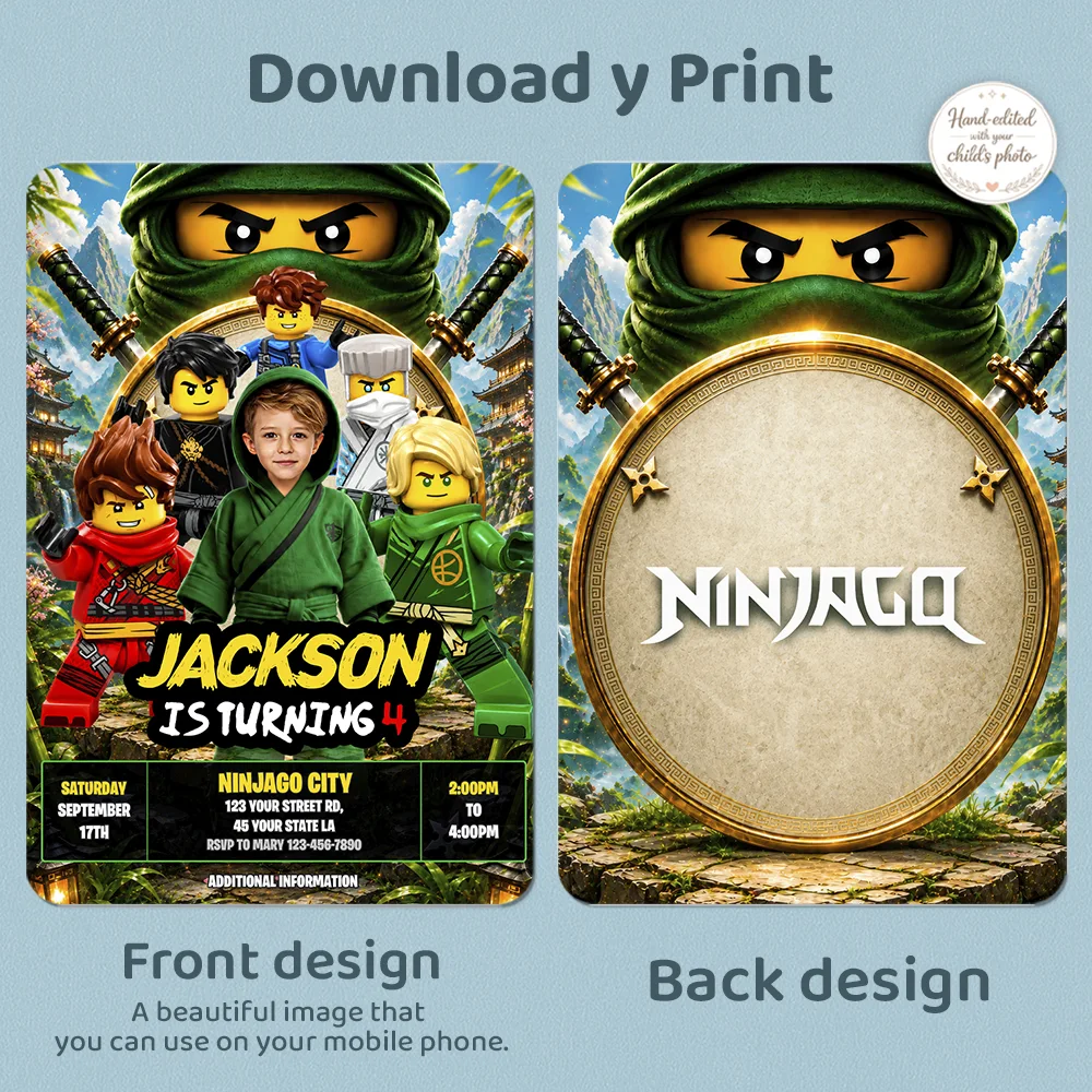 Lego Ninjago Photo Invitation | Ninjago Lloyd Birthday Invite 4 Lego Ninjago Photo Invitation | Ninjago Lloyd Birthday Invite - Image 4