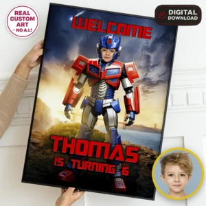 Optimus Prime Birthday Welcome Sign | Personalized Autobot Party Decor