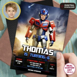 Transformers Photo Invitation | Optimus Prime Birthday Invite
