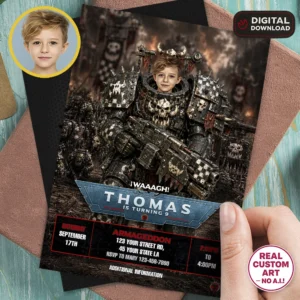 Goff Ork Birthday Invitation | Warhammer 40K Photo Invite