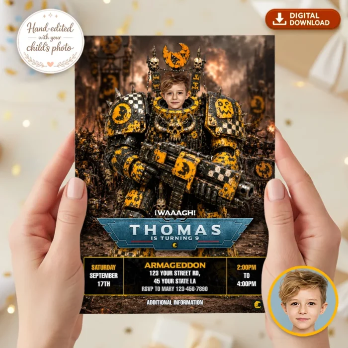Bad Moons Ork Birthday Invitation | Warhammer 40K Photo Invite