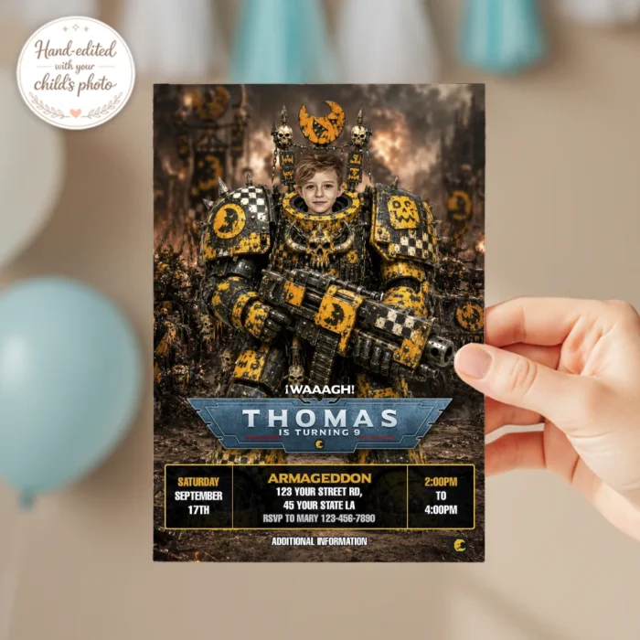 Bad Moons Ork Birthday Invitation | Warhammer 40K Photo Invite
