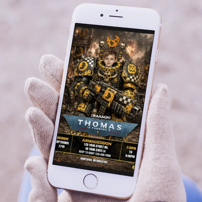 Bad Moons Ork Birthday Invitation | Warhammer 40K Photo Invite