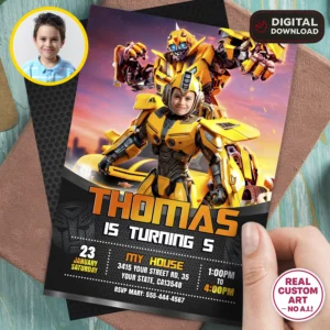 Bumblebee Birthday Invitation | Transformers Photo Invitation