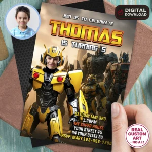 Bumblebee Party Invitation | Transformers Photo Invitation