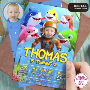Baby Shark Birthday Invitation | Custom Baby Shark Pary Invitation