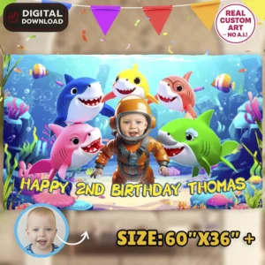 Baby Shark Birthday Banner | Custom Baby Shark Party Decoration