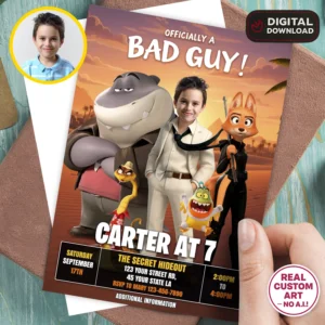 The Bad Guys Birthday Invitation | Custom The Bad Guys Photo Invite