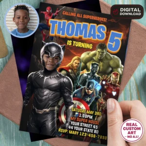 Black Panther Party Invite | Custom Avengers Invitation